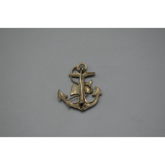 British Navy Brooch Anchor Union Jack Flag  1.5" Vtg Silver Blue Red White - Picture 2 of 7
